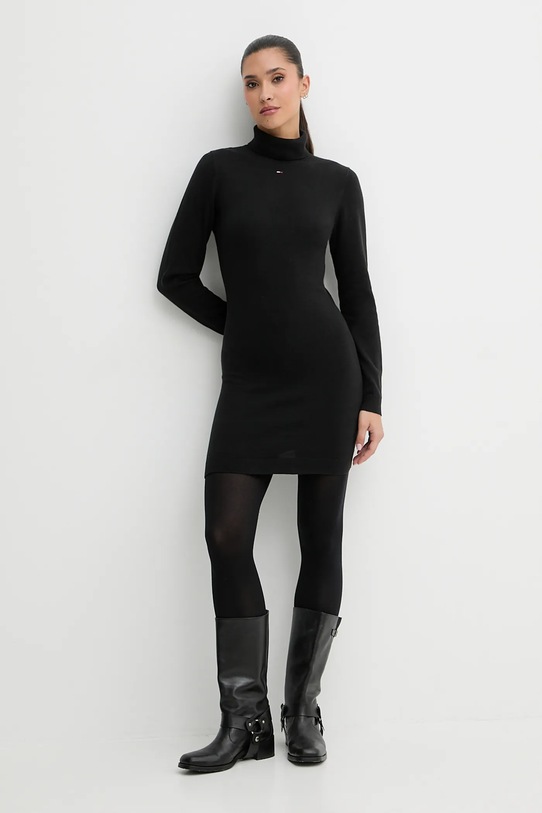 Tommy Jeans rochie din bumbac negru DW0DW21958