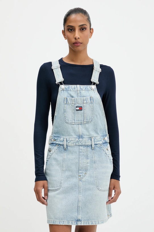 Tommy Jeans sukienka jeansowa bawełna niebieski DW0DW22149