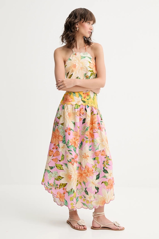 Odzież Farm Rio sukienka lniana 335814 różowy