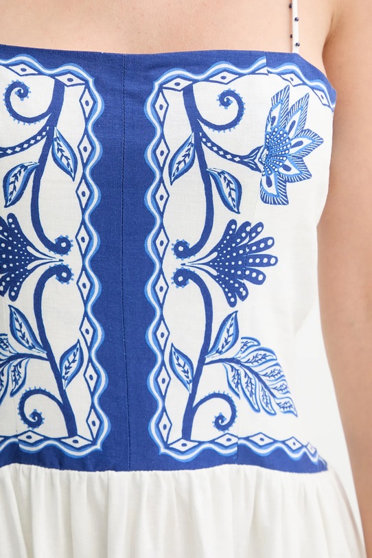 Farm Rio sukienka lniana 339162 biały