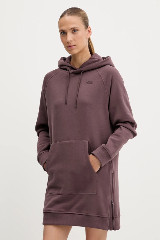 Bombažna obleka The North Face Oversize bordo NF0A8E48BQ71