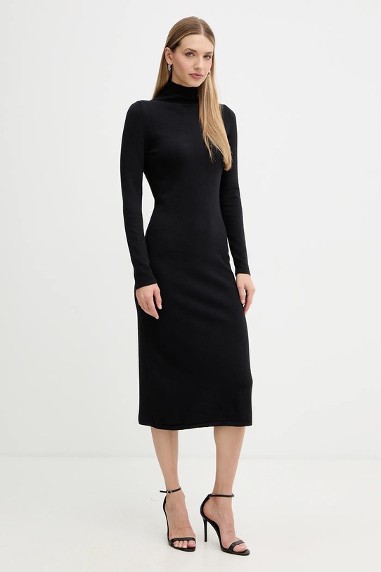 Weekend Max Mara sukienka z dodatkiem wełny OCROMA 2525326022600 czarny AW25