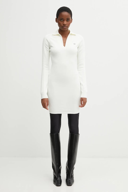 adidas Originals vestito Ls Dress aderente beige JW7322