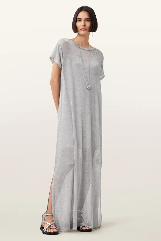 AllSaints sukienka THEA casual srebrny W236DC