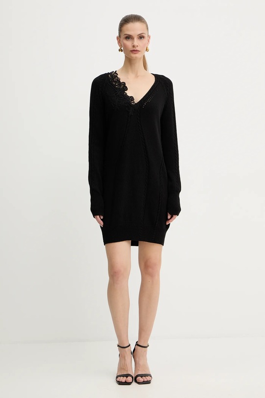 Ermanno Scervino sukienka z dodatkiem wełny casual czarny D474Q501APNJG