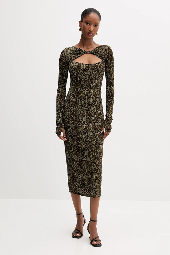 Šaty Just Cavalli nášivka hnědá 79PAO935.JS496