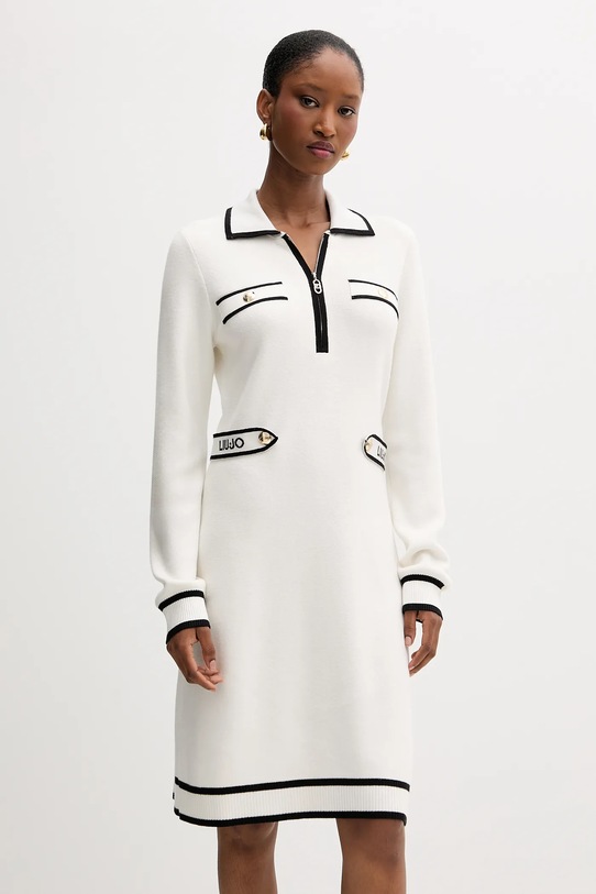 Šaty s příměsí hedvábí Liu Jo mini béžová TF5251.MS59L