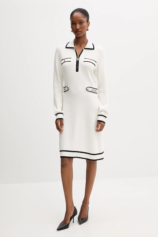 Šaty s příměsí hedvábí Liu Jo TF5251.MS59L béžová NC25