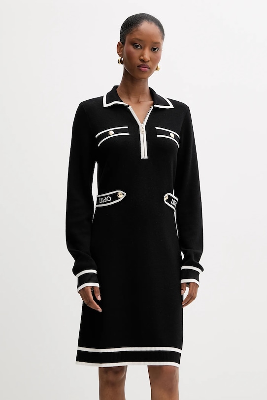 Liu Jo vestito con aggiunta di seta mini nero TF5251.MS59L