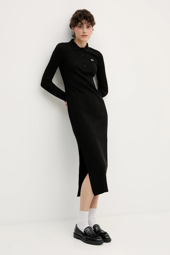 Lacoste sukienka bawełniana EF5297 czarny AW25