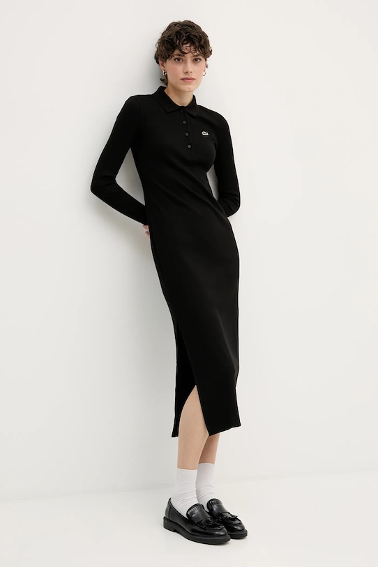 Lacoste sukienka bawełniana EF5297 czarny AW25