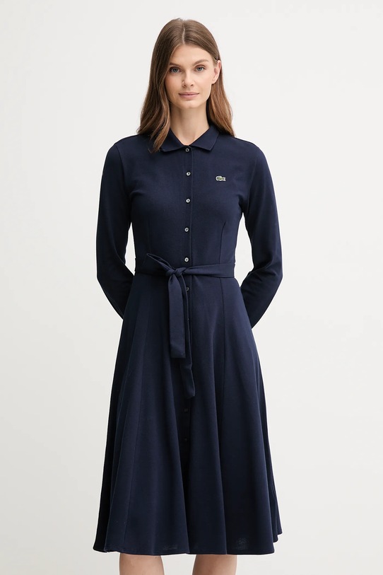 Lacoste sukienka bawełniana EF5299 granatowy AW25