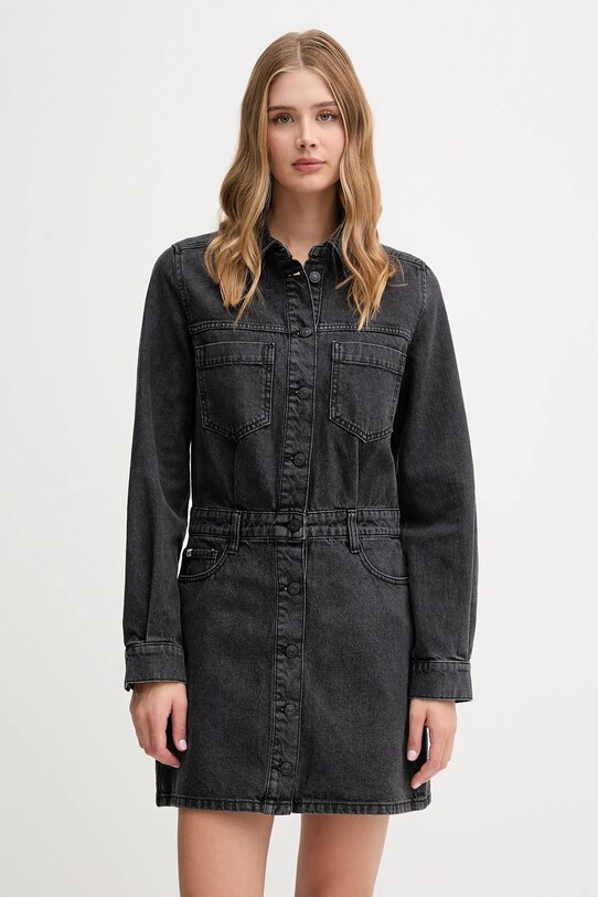 Dkny sukienka jeansowa bawełna szary DJ5D9064