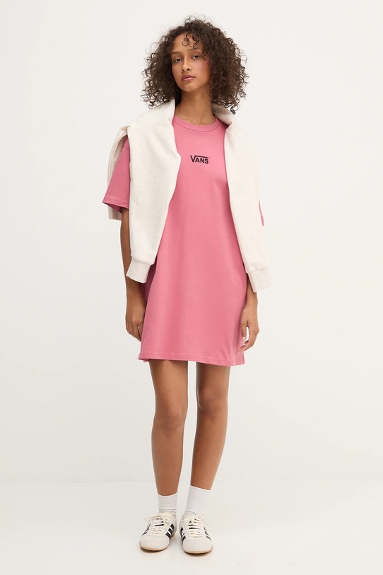 Vans sukienka bawełniana VN0A4RU2ZRY1 różowy AW25