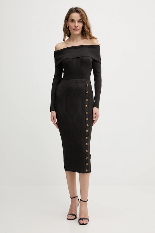 Φόρεμα Guess με ελαστάν καφέ W5BK89.Z2YJ2