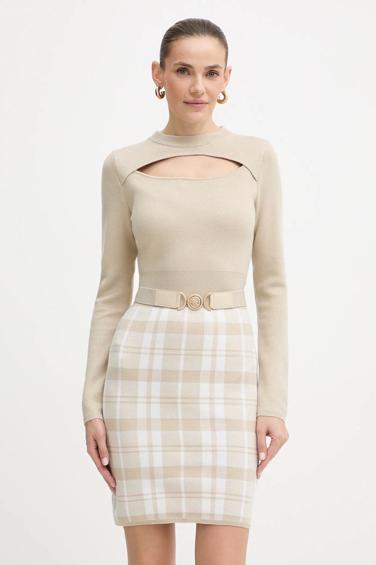 Guess sukienka z domieszką wełny CORALINE casual beżowy W5BK44.Z3JD2