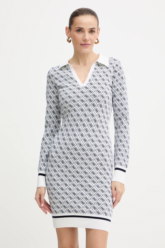 Guess sukienka z domieszką wełny AUBREY długi biały W5BK25.Z3JD2