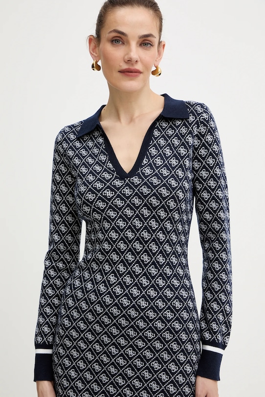 Guess sukienka z domieszką wełny AUBREY granatowy W5BK25.Z3JD2
