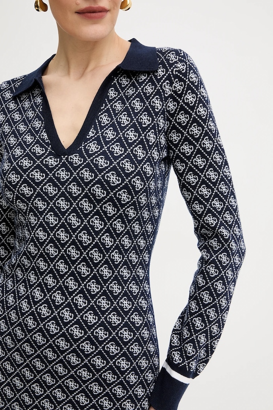 Guess sukienka z domieszką wełny AUBREY W5BK25.Z3JD2 granatowy
