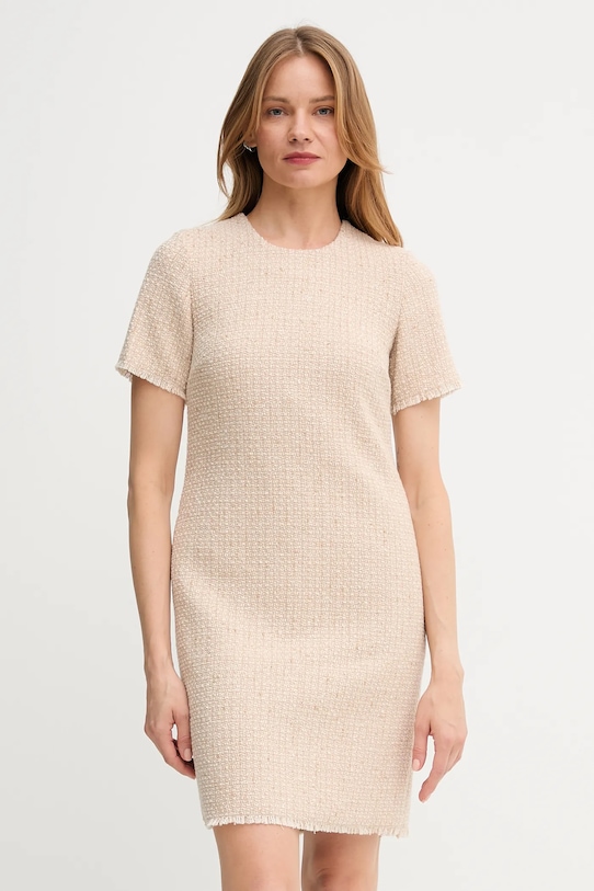 Joop! sukienka z wełną casual beżowy 30047956