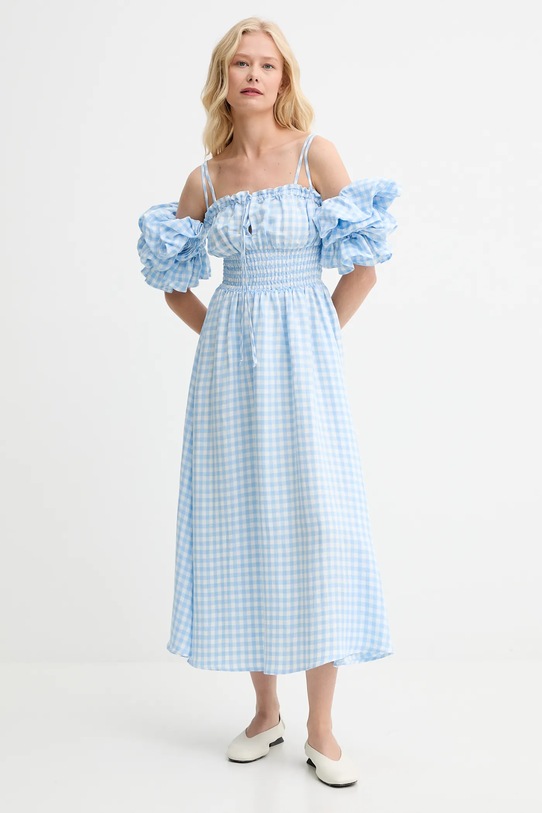 The Sleeper rochie din in legat albastru ALDR01G027N
