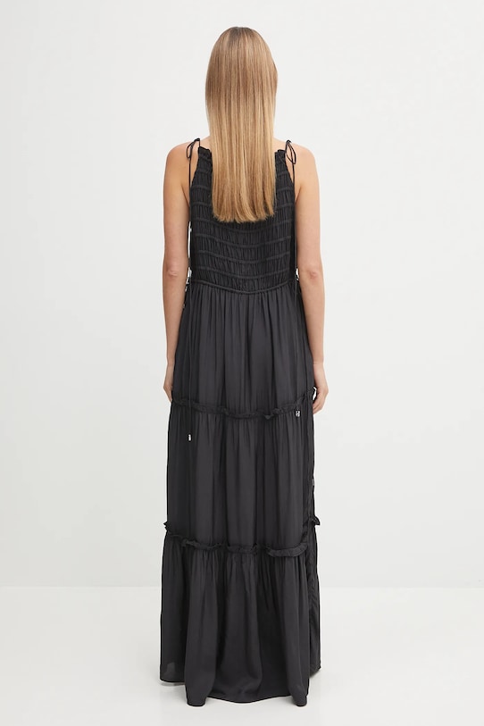 Odzież GANNI sukienka Viscose Habotai Maxi Smock Slip W0571 czarny