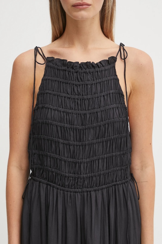 GANNI sukienka Viscose Habotai Maxi Smock Slip czarny W0571