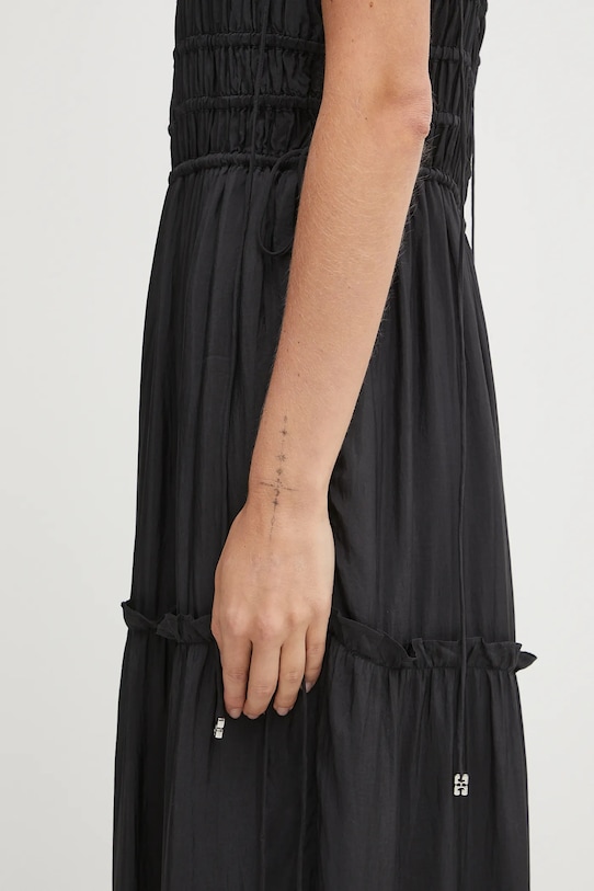 GANNI sukienka Viscose Habotai Maxi Smock Slip W0571 czarny