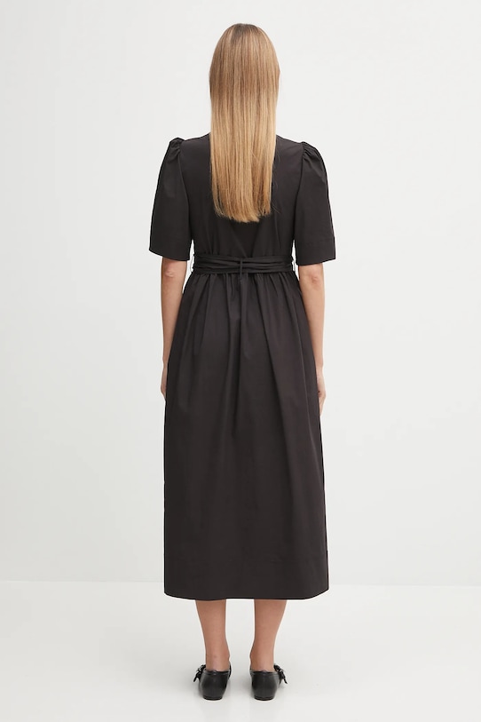 Одяг Сукня GANNI Stretch Cotton Tie Strap Midi W0842 чорний