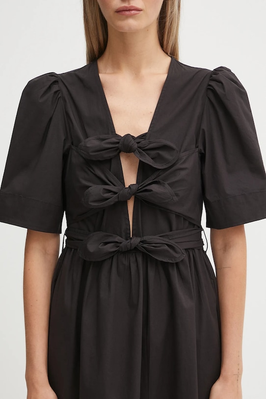 Сукня GANNI Stretch Cotton Tie Strap Midi чорний W0842