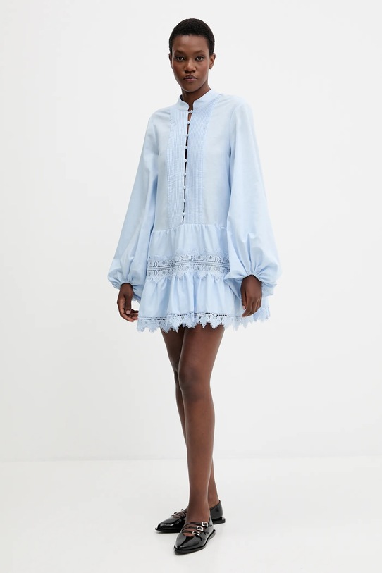 Bardot sukienka z domieszką lnu 59849DB1 niebieski AW25