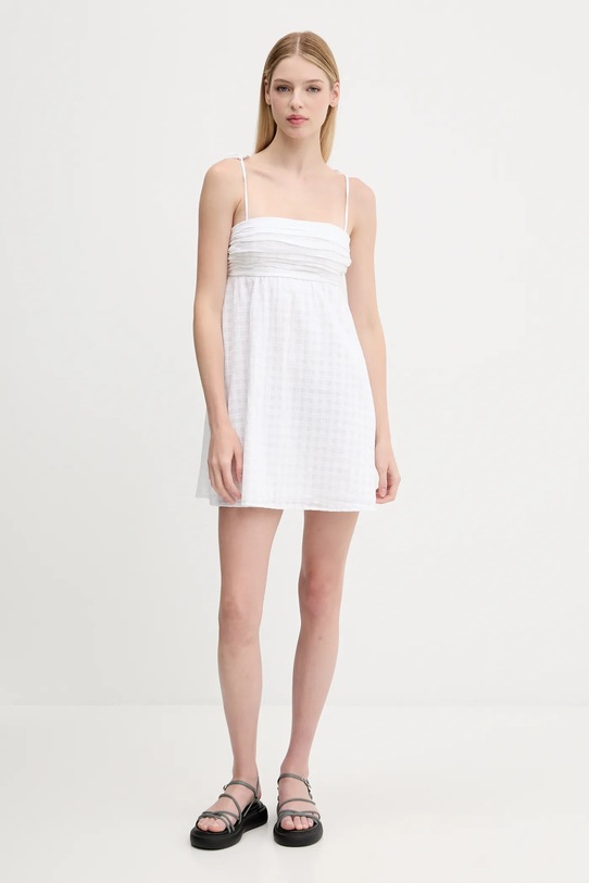 Bombažna obleka Hollister Co. KI359.5348.100 bela AW25