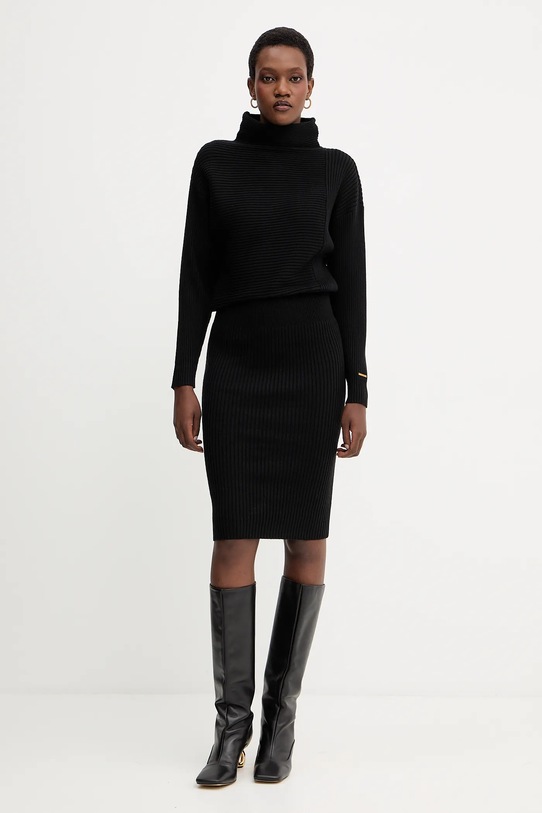 Vlnená sukňa Twinset 252LI3QAA čierna AW25