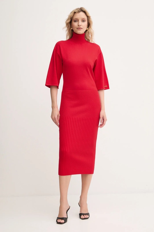 Twinset sukienka trzy czwarte czerwony 252LI3BDD