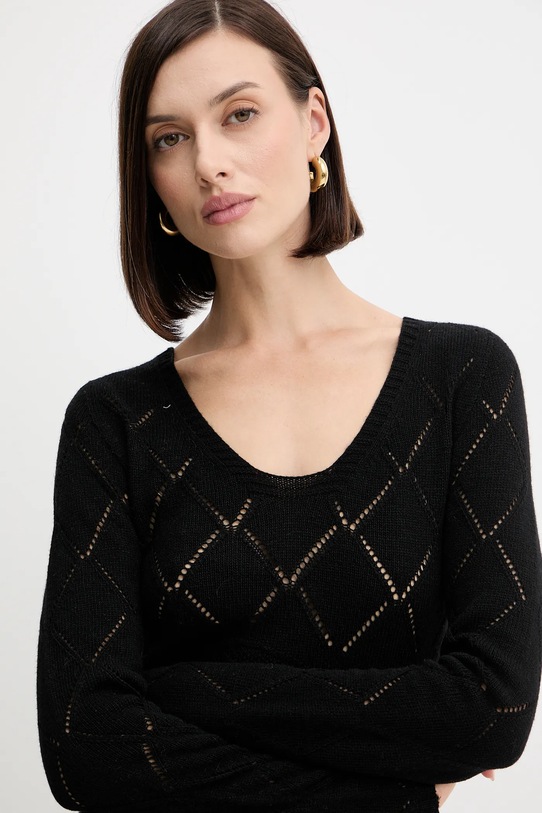 Twinset sukienka z wełną czarny 252TP3471