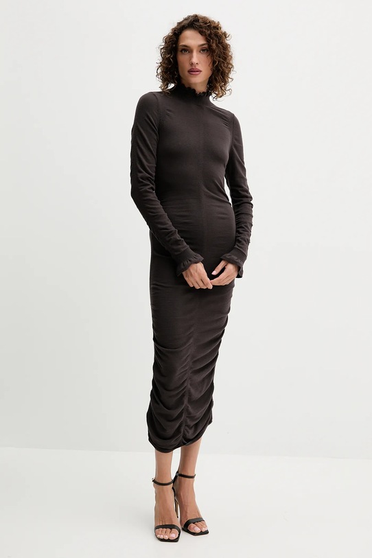 Twinset rochie cu lână maxi maro 252TT3152