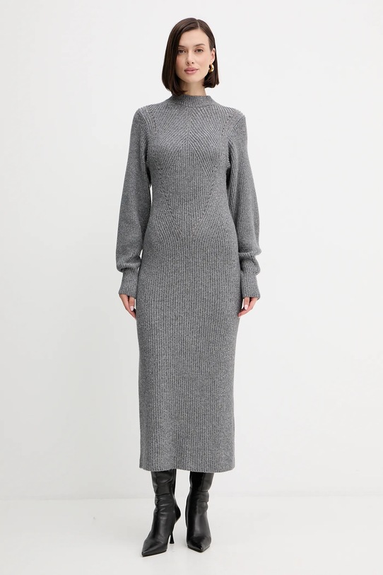 Twinset sukienka z wełną casual szary 252TT3460