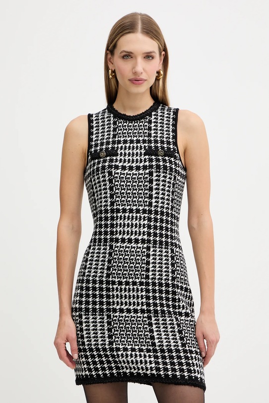 Φόρεμα με προσθήκη μαλλιού Twinset στρογγυλό μαύρο 252TT3042