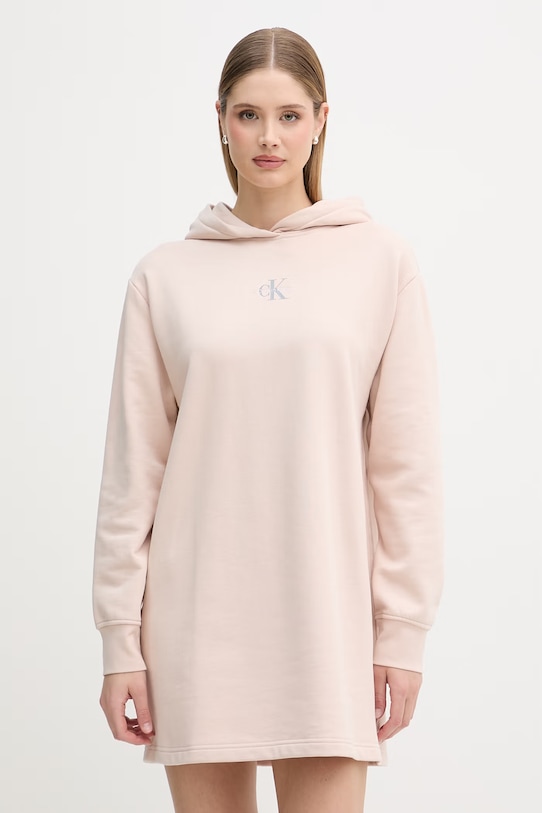 Calvin Klein Jeans sukienka bawełniana beżowy LV047D229G