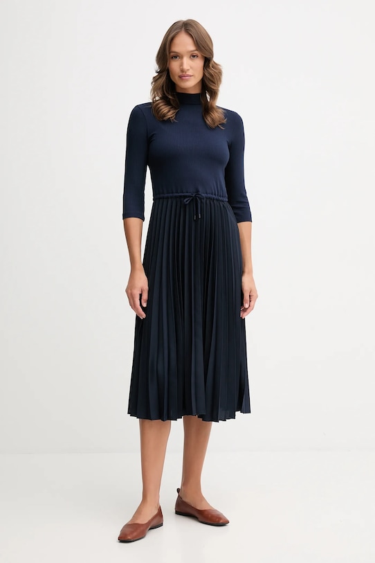 Šaty Tommy Hilfiger midi námořnická modř WW0WW46138