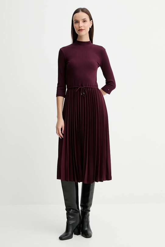 Tommy Hilfiger sukienka WW0WW46138 bordowy AW25