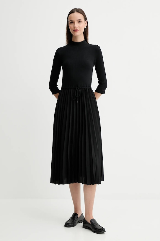 Φόρεμα Tommy Hilfiger με ελαστάν μαύρο WW0WW46138