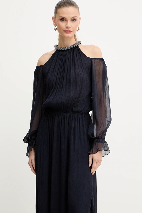 Luisa Spagnoli rochie de matase bleumarin 542359