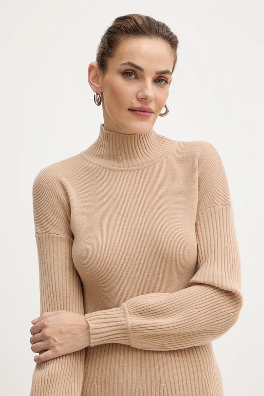 Luisa Spagnoli sukienka wełniana beżowy 100209