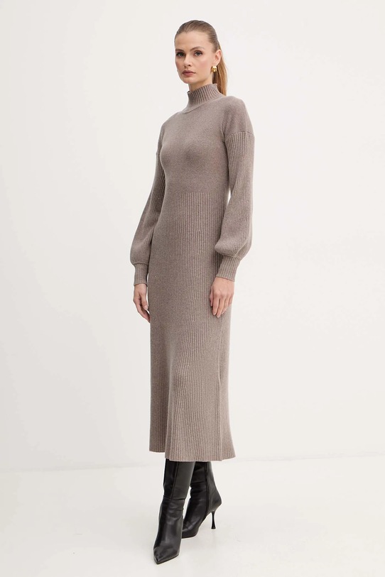 Luisa Spagnoli sukienka wełniana 100209 brązowy AW25