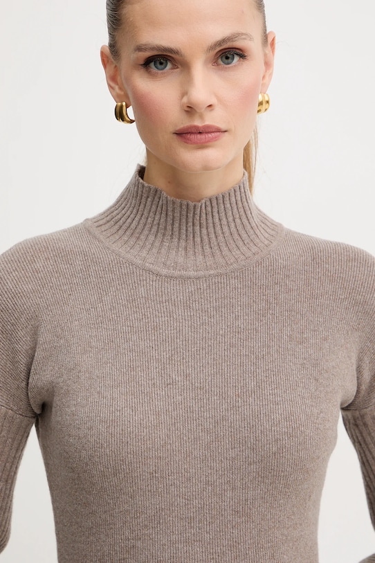 Luisa Spagnoli sukienka wełniana brązowy 100209