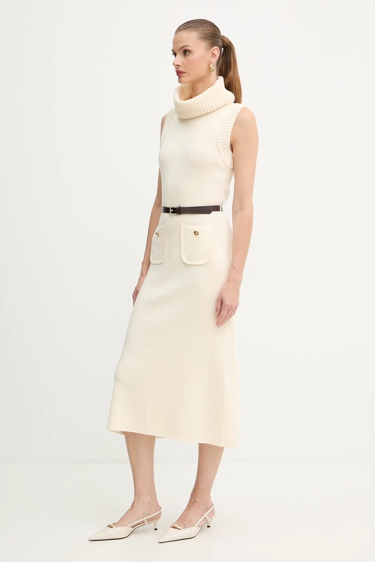 Luisa Spagnoli sukienka wełniana 100242 beżowy AW25