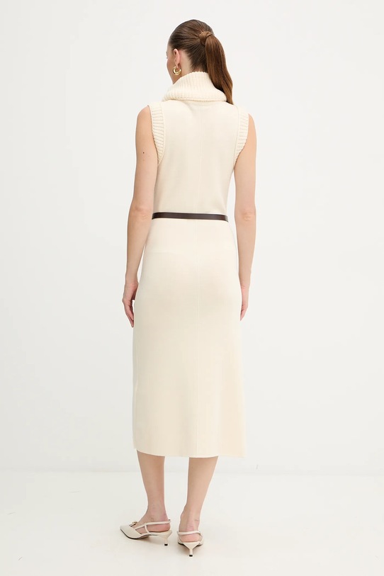 Odzież Luisa Spagnoli sukienka wełniana 100242 beżowy