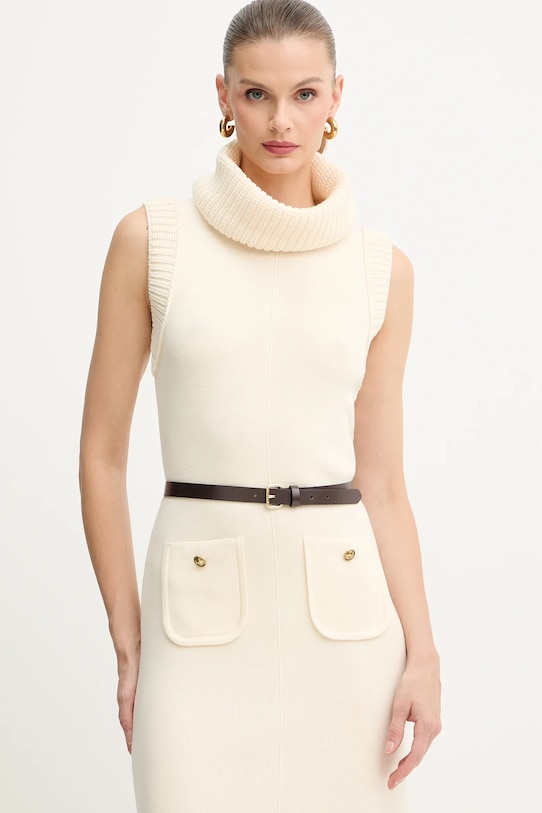 Luisa Spagnoli sukienka wełniana beżowy 100242