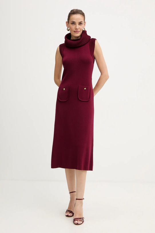 Luisa Spagnoli sukienka wełniana 100242 bordowy AW25